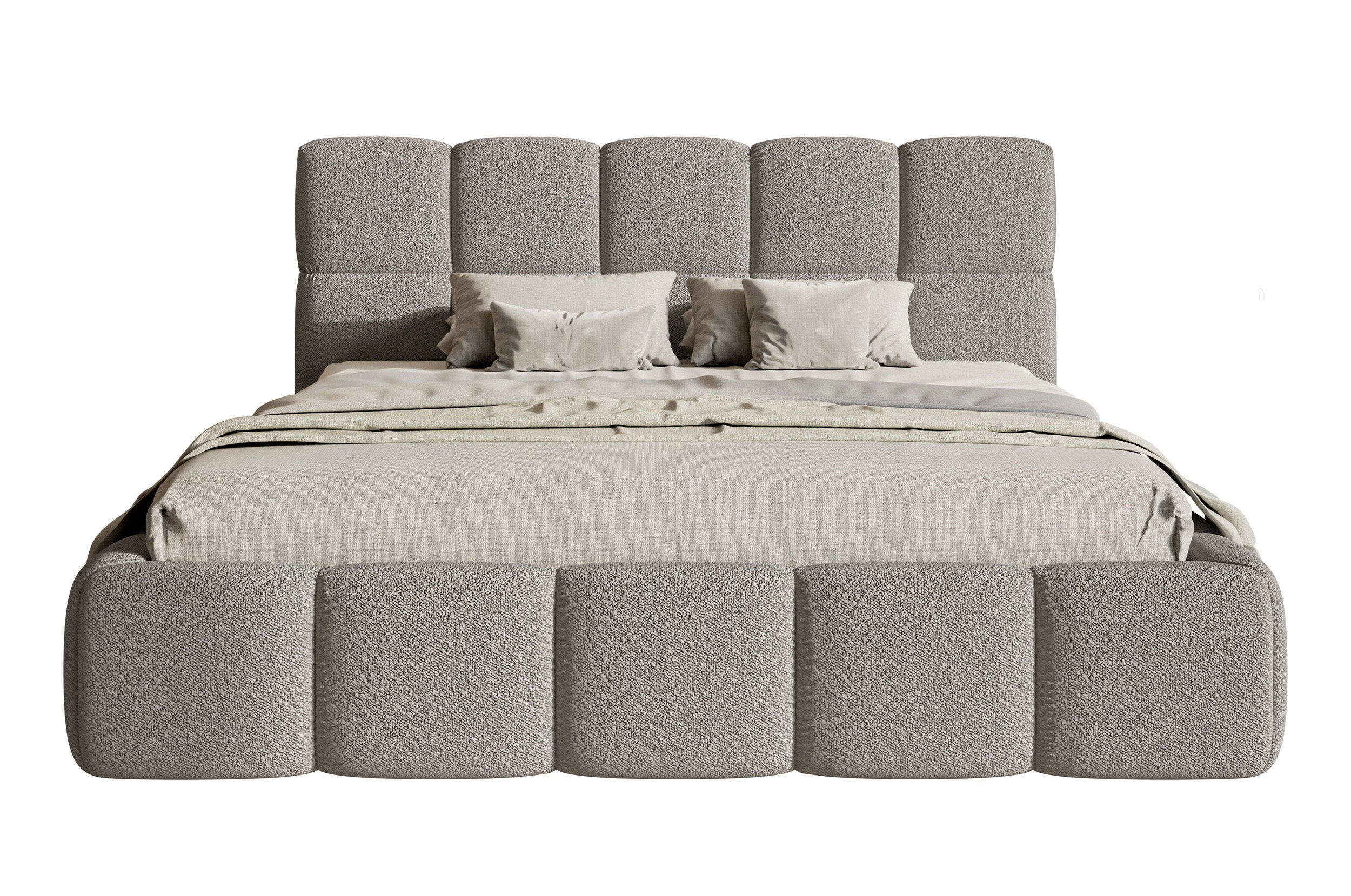 POLSTERBETT Cloudy Grau Boucle mit Bettkasten 160 cm - Schwarz/Grau, Textil (160/200cm) - Selsey
