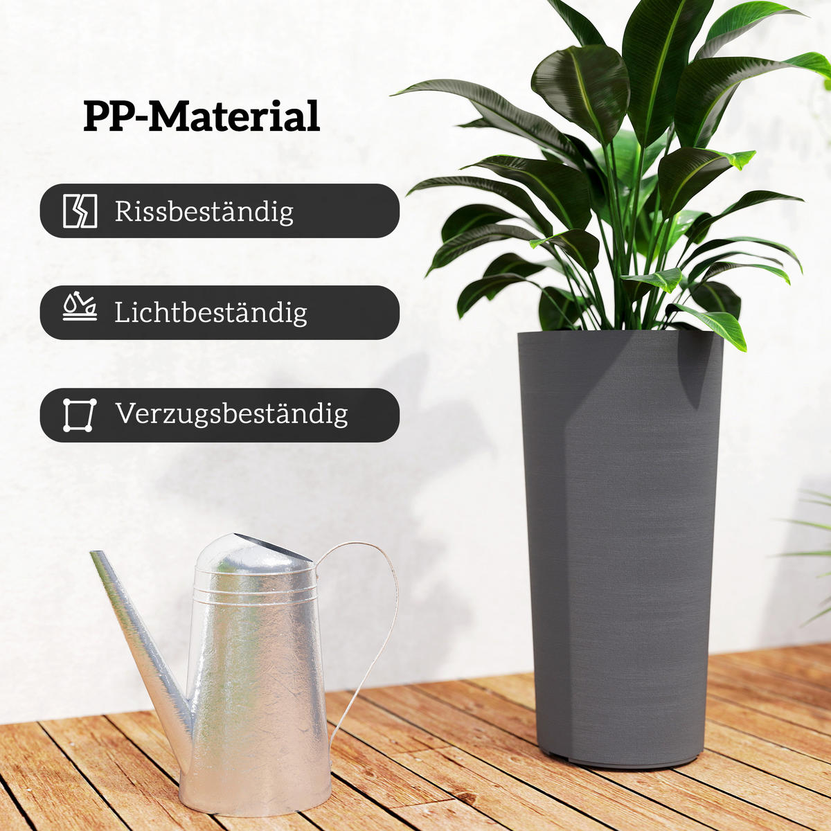 2ER Set Blumentopf stapelbar Pflanzkübel mit Löcher 35x35 cm Pflanztöpfe - Dunkelgrau, Kunststoff (60cm) - Outsunny