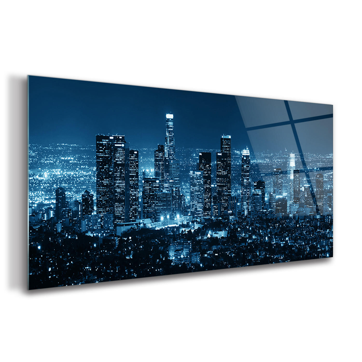 GLASBILD 120x60 cm Los Angeles - Dunkelblau, Glas (120/60cm) - TULUP
