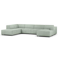 WOHNLANDSCHAFT mit Longchair & Ottomane - Schwarz/Mintgrün, Kunststoff/Textil (369/70/234cm) - home24