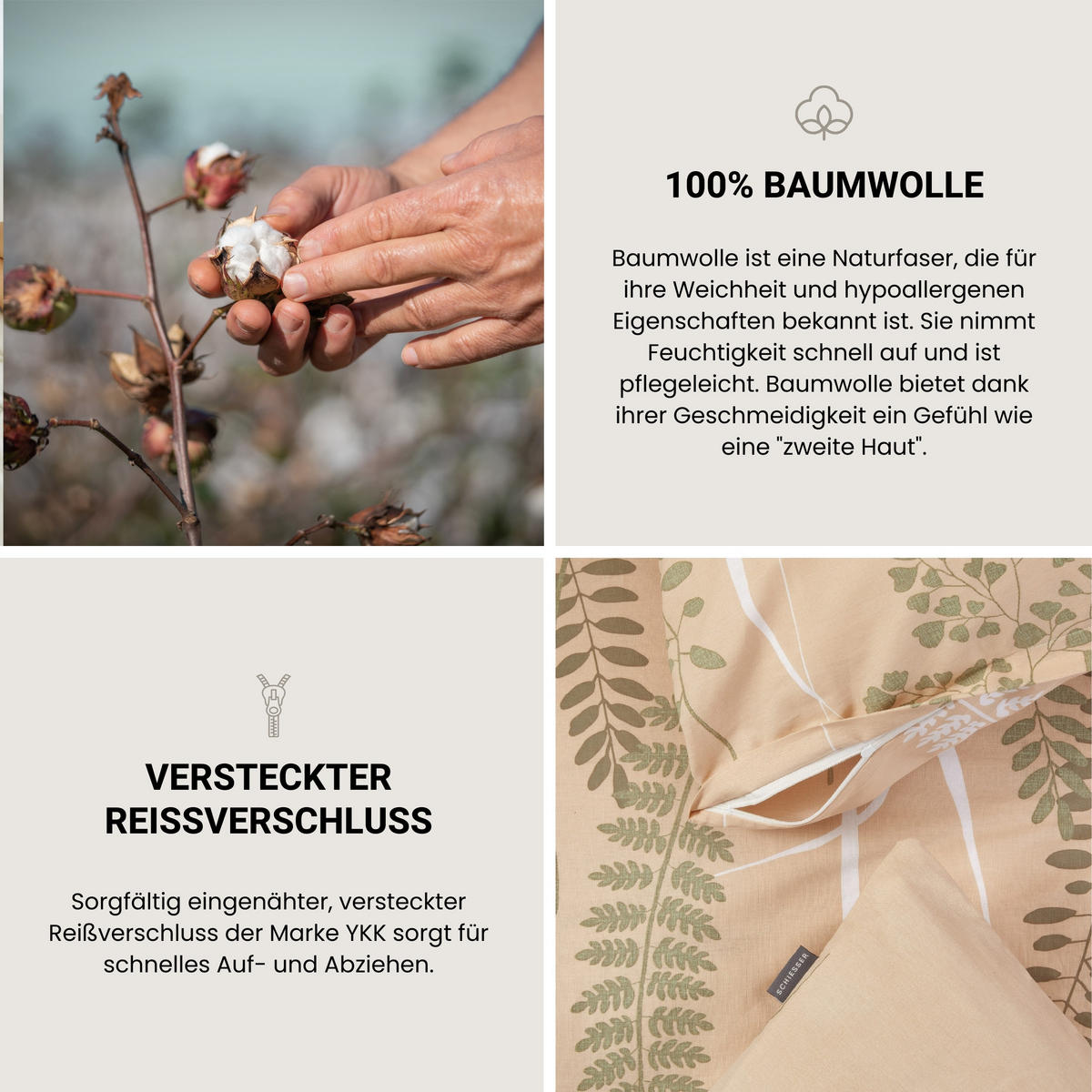 BETTWÄSCHESET Annic - Renforcé - 2-teilig - 135 x 200 cm - Sand - Sandfarben, Textil (135/200cm) - SCHIESSER