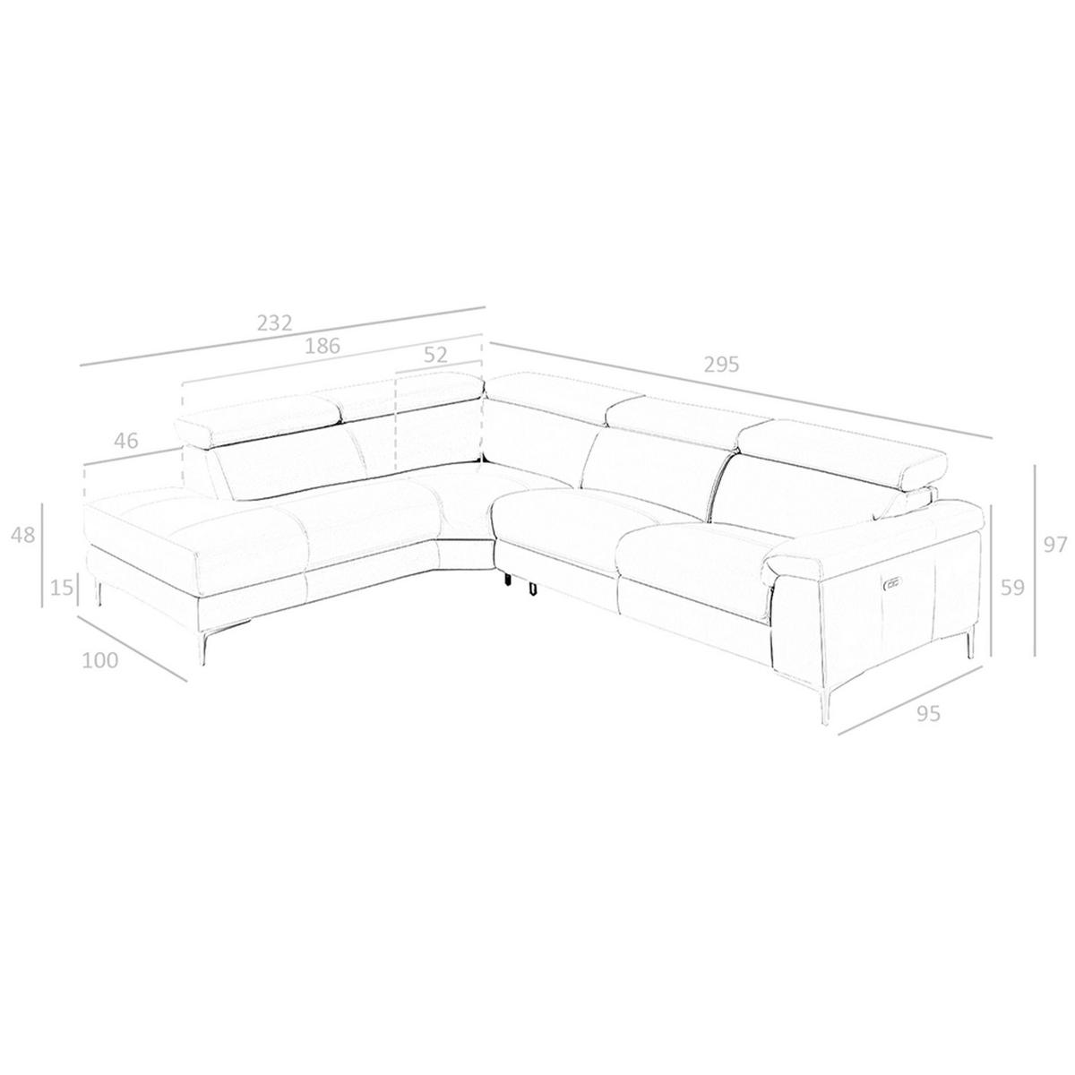 ECKSOFA Relax chaise longue sofa links nerz leder 295/232/97 cm - Taupe/Beige, Leder (295/232cm) - ANGEL CERDA