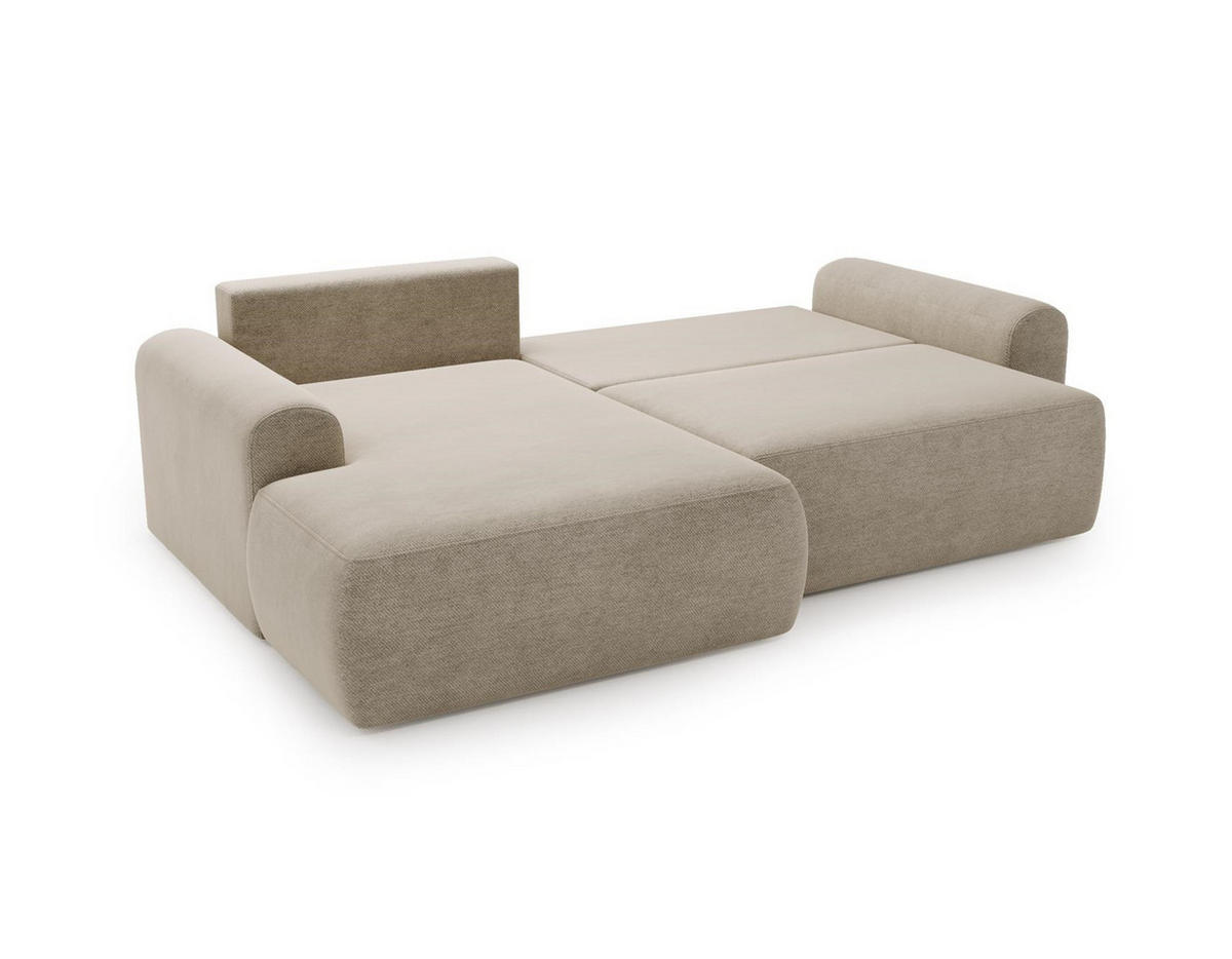 ECKSOFA Aurora Beige, mit Schlaffunktion in Vena Stoff, linke seite - Beige, Holzwerkstoff/Textil (257/177cm) - Bettso