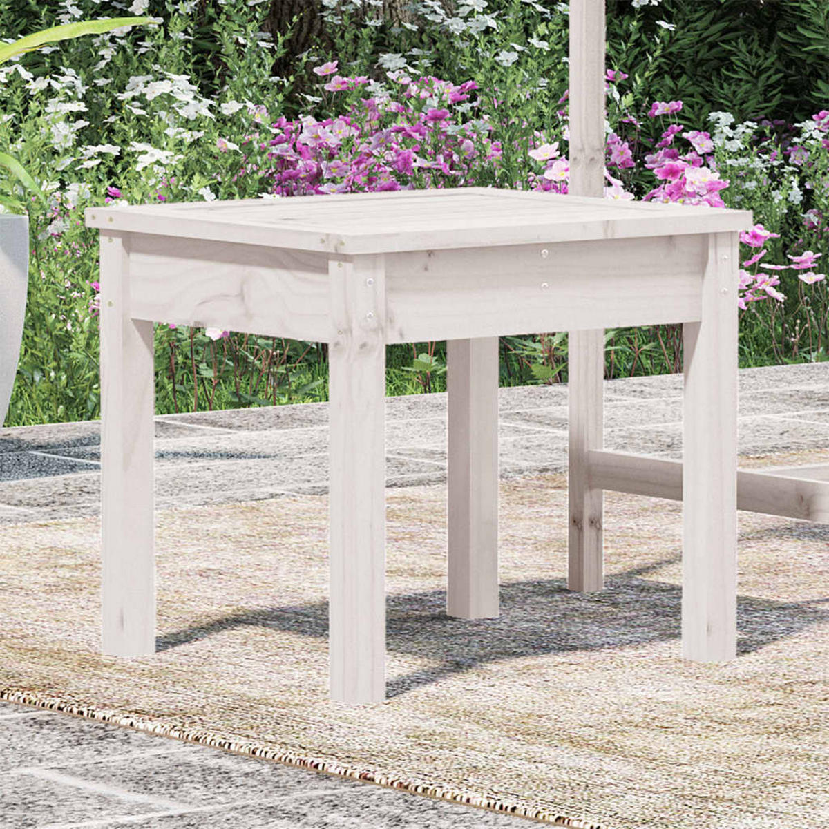 GARTENBANK Weiß 50x44x45 cm Massivholz Kiefer - Weiß, Holz (50/45/44cm) - furnicato