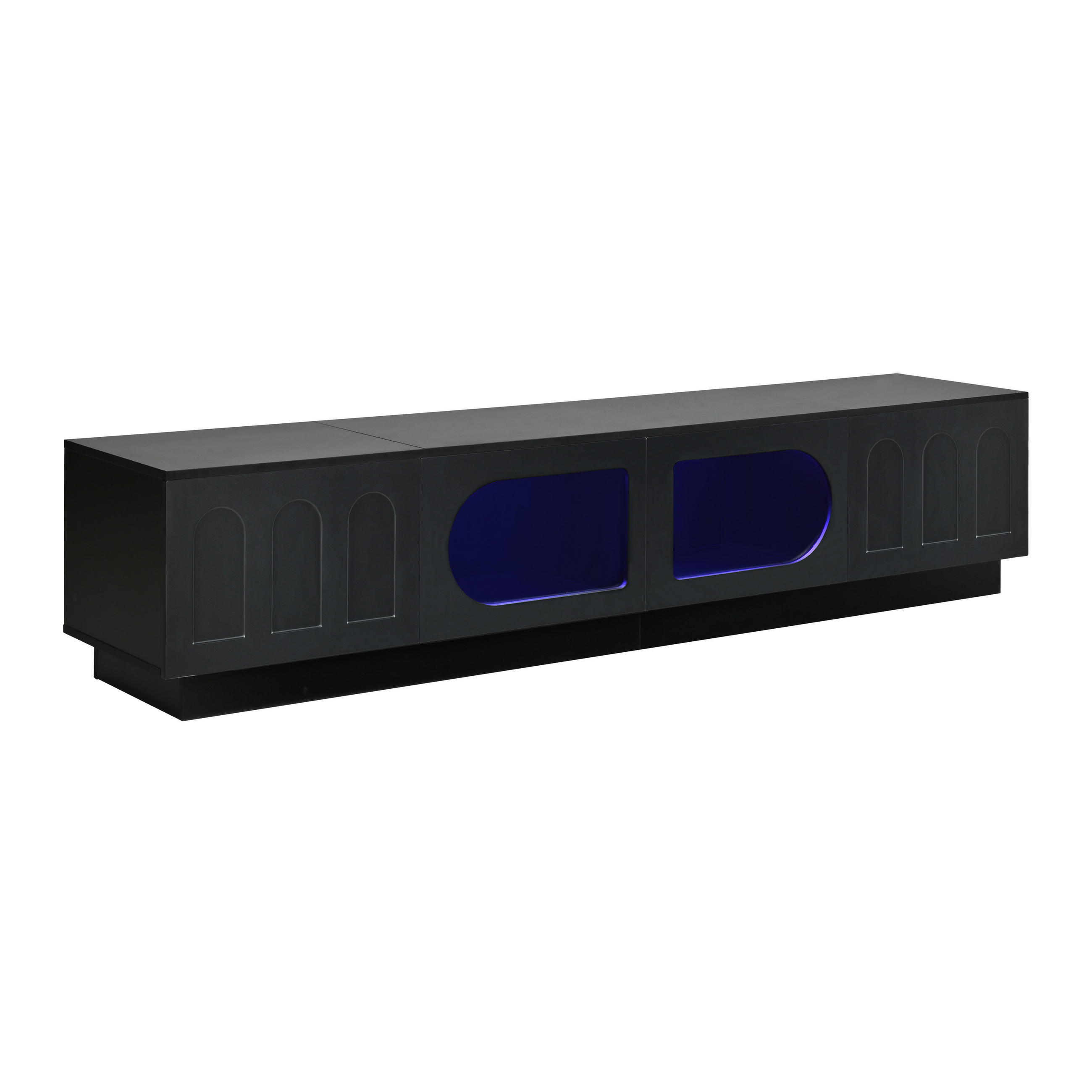 LOWBOARD DE-40167 mit LED-Beleuchtung und Glastüren Schwarz - Schwarz, Holzwerkstoff (200/42/40cm) - ComfortXL