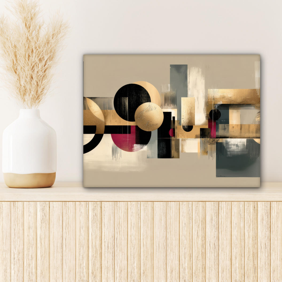 LEINWANDBILD Abstrakt - Formen - Beige - Texturen Wandbild 40x30 cm - Beige, Textil (40/30cm) - MuchoWow