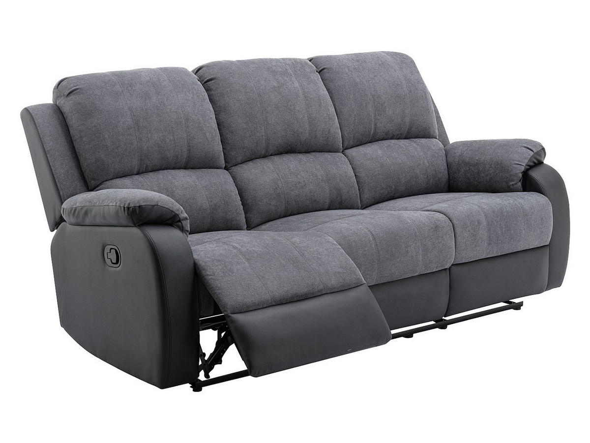 COUCHGARNITUR mit Sessel - 6 Personen - stoff - schwarz, grau Brody - Schwarz, Kunststoff/Textil (87/99/98cm) - Vente-Unique
