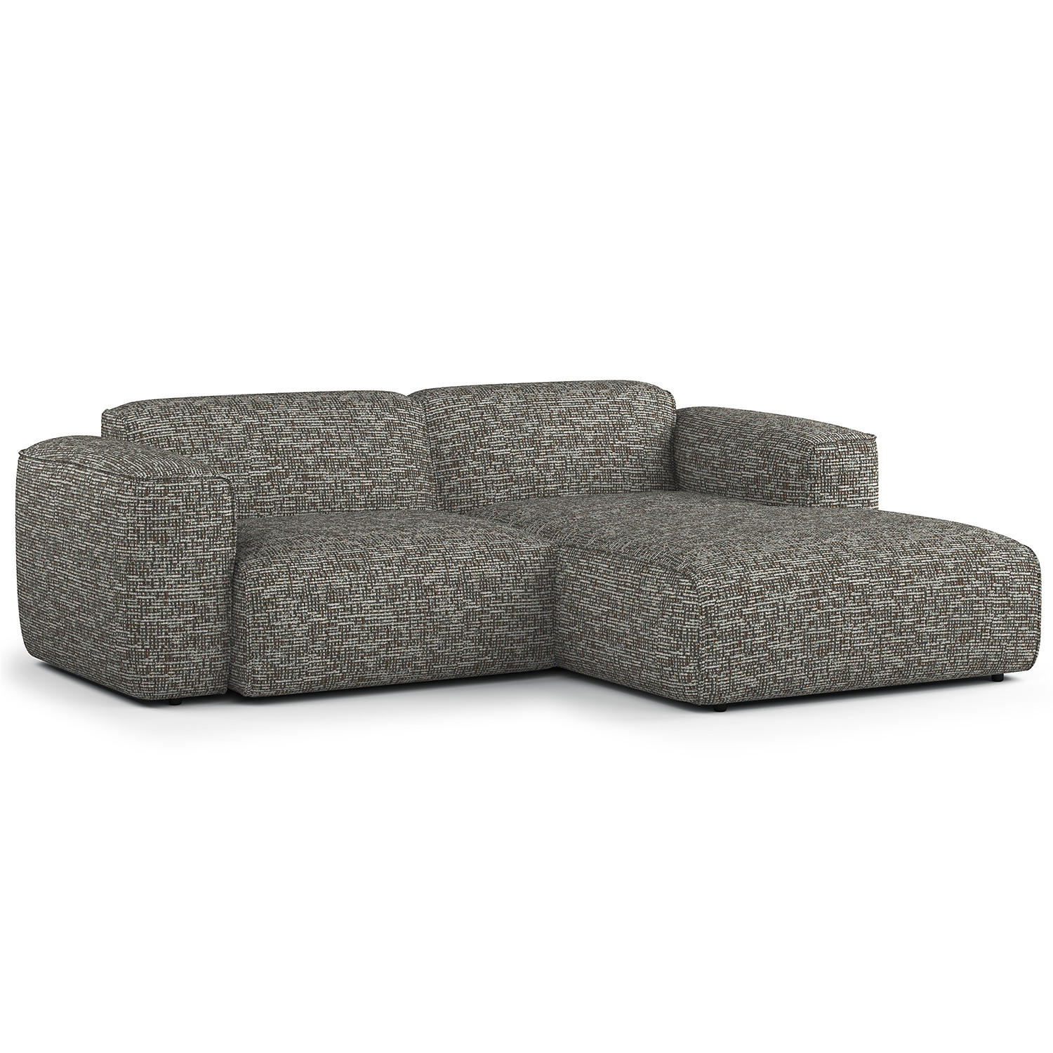 ECKSOFA mit XL-Longchair - Schwarz/Grau, Kunststoff/Textil (260/171cm) - home24