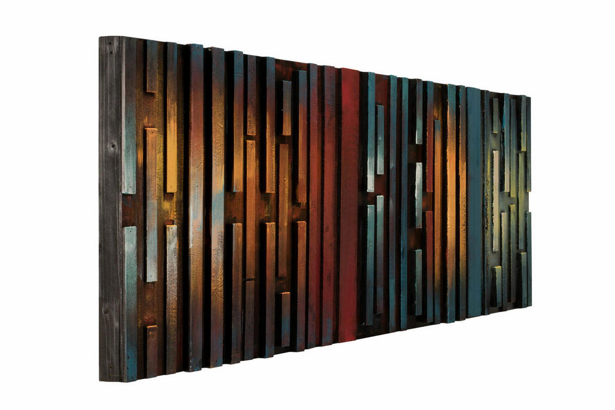 HOLZBILD Bunt 144/44 cm - Multicolor, Holz (6/44cm) - KUNSTLOFT