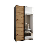 SCHWEBETÜRENSCHRANK 245,5/130/64 2-türig - Schwarz/Eiche Artisan, Holz/Metall (130/245/64cm) - Abiks Möbel