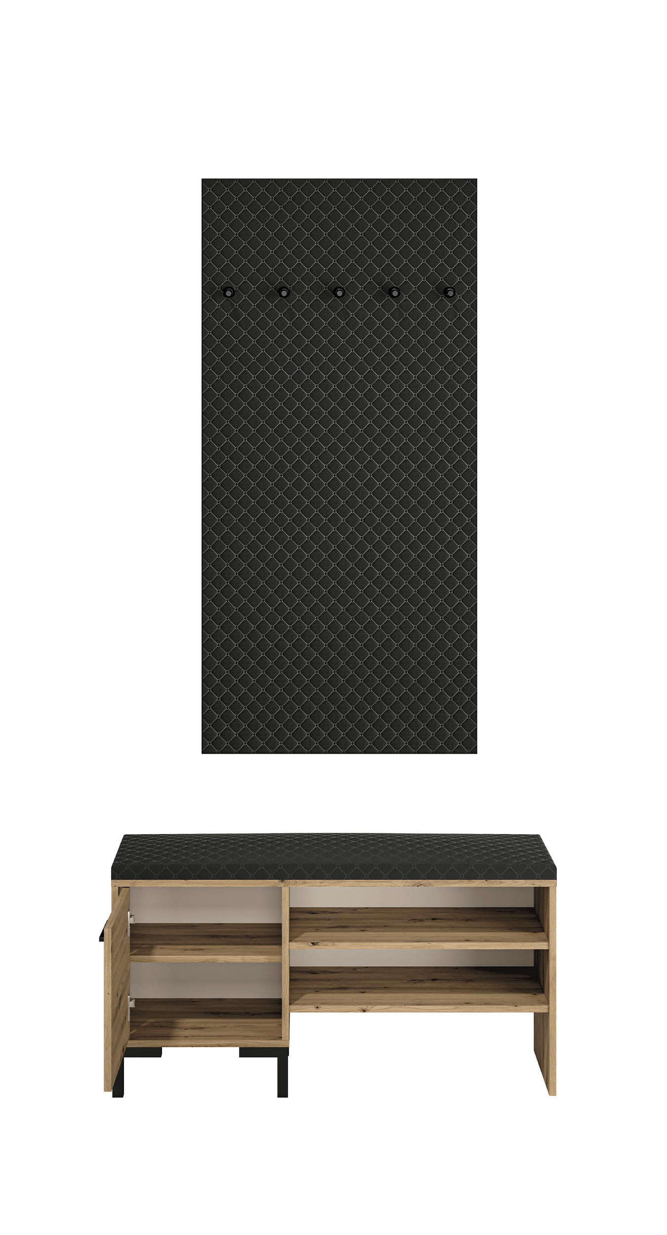 Thumbnail - Feldmann-Wohnen Garderpbe, Braun, Schwarz, Holz, 2 Fächer, Rechteckig, 105x200x34 cm, Garderobe, Garderoben-Sets & Serie...