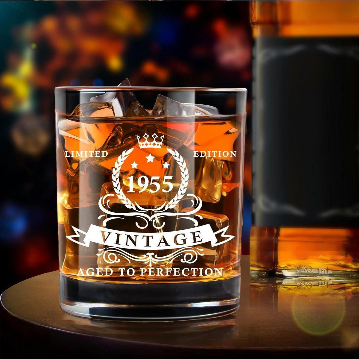 WHISKYGLAS 340 ml im Geschenkkarton aus Holz, Jahrgang 1955 - Transparent, Glas (0.34L)