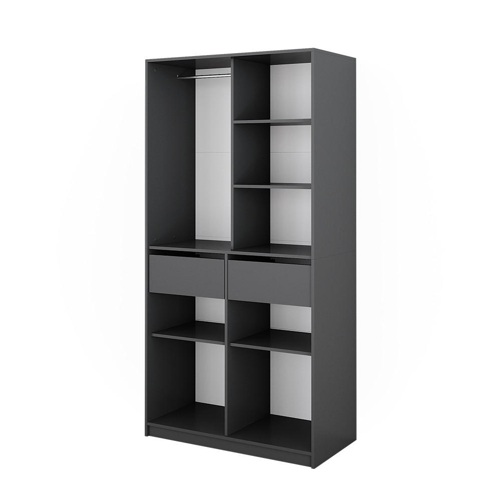 KLEIDERSCHRANK Elmo Anthrazit 100 x 200 cm mit 2 Schubladen - Anthrazit, Holzwerkstoff (100/200/50cm) - Vicco