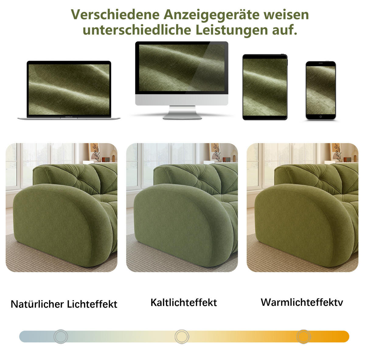 ECKSOFA 204/171/76 cm in Grün aus Chenille mit Hocker - Grün, Textil (171/204cm) - Flora Grace