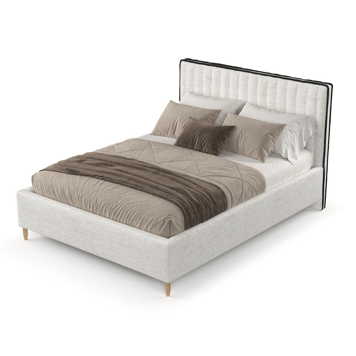 POLSTERBETT Aria 140/200 cm Creme im Neve Stoff - Creme/Naturfarben, Holz/Holzwerkstoff (140/200cm) - AltaBeds