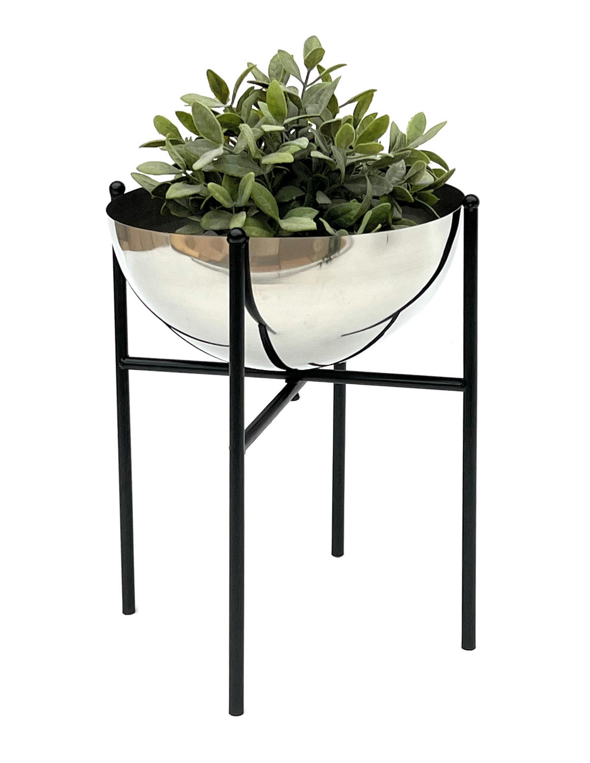 BLUMENHOCKER Metall mit Topf Schwarz Silber 35 cm 96257 M - Schwarz, Metall (20/35/20cm) - DanDiBo