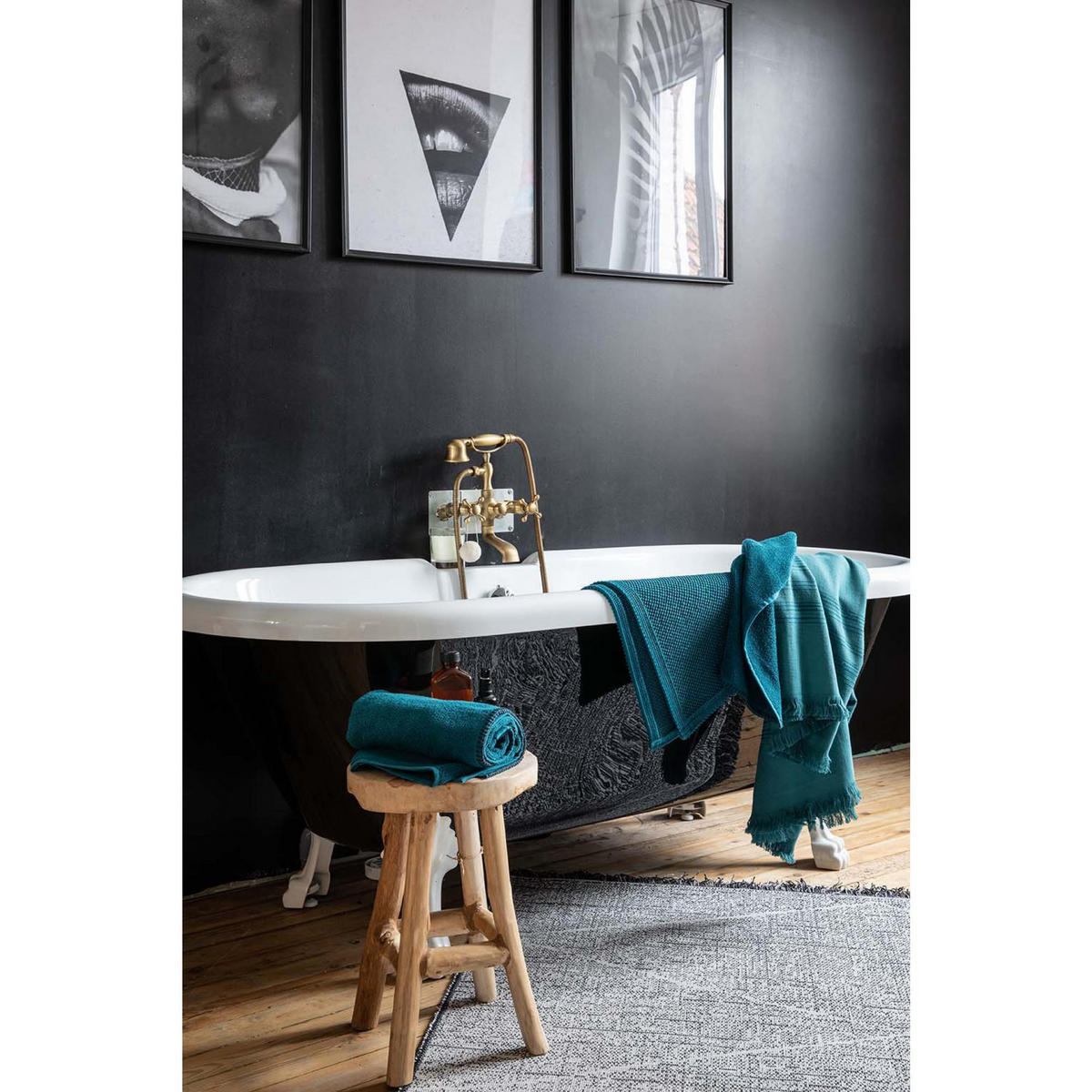 BADEMATTE Etia pfau 54 x 64 cm - Smaragdgrün, Textil (54/64cm) - Vivaraise