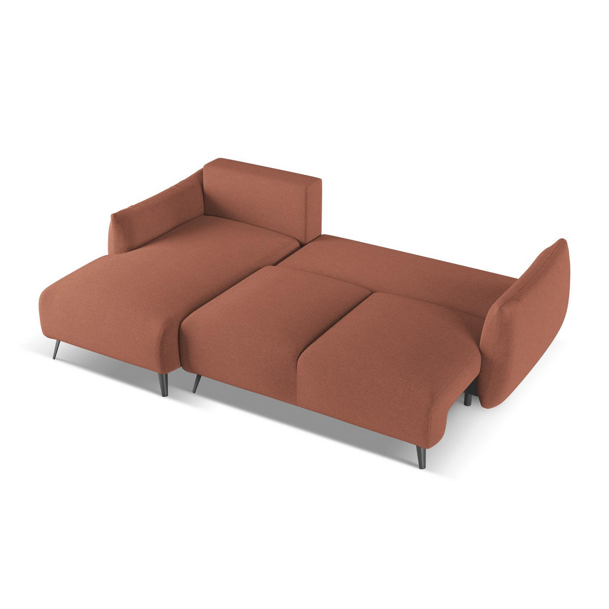 ECKSOFA mit Schlaffunktion Chenille Stoff Pink - Pink/Hellrosa, Textil/Metall (162/242cm) - LaMiaSofa