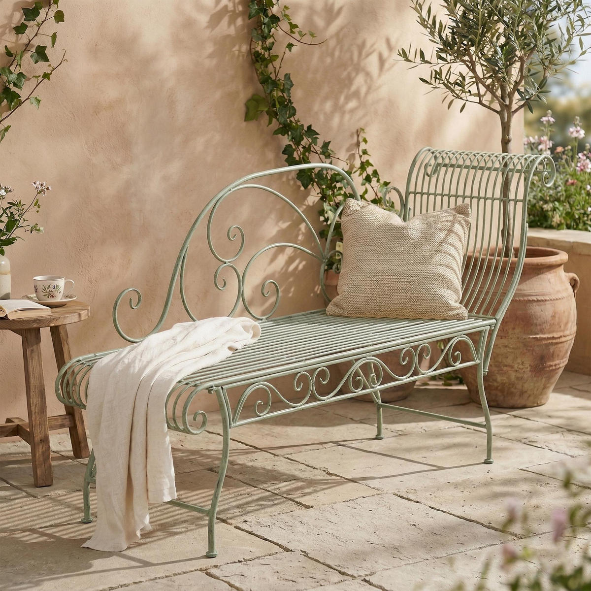 GARTENLIEGE Metall antik-grün - Grün, Metall (156/78/46cm) - CLP