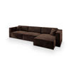 ECKSOFA TOLMO M Braun Velours-Stoff mit Schlaffunktion - Braun, Holz (347/148cm) - MASSENO