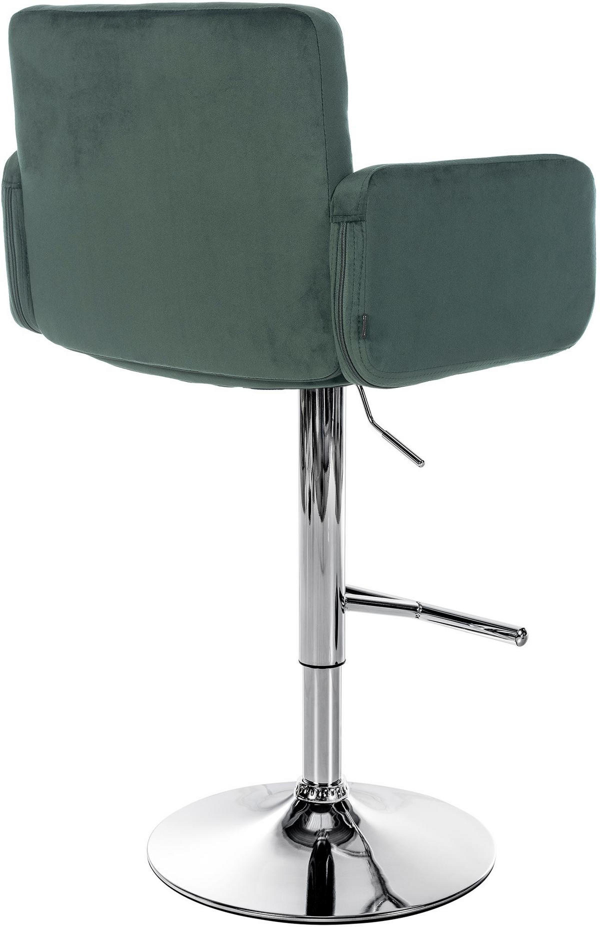 BARHOCKER Samt Dunkelgrün - Chromfarben/Dunkelgrün, Textil/Metall (60/93/56cm) - CLP