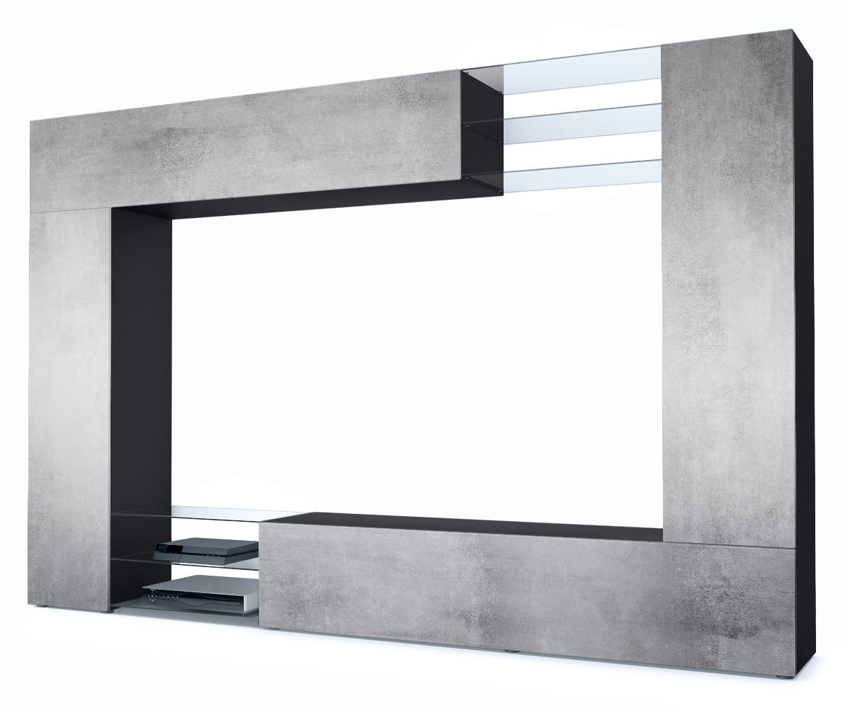 WOHNWAND Mirage Front in Beton Oxid Optik - Hellgrau, Holzwerkstoff (262/182.5/39cm) - Vladon