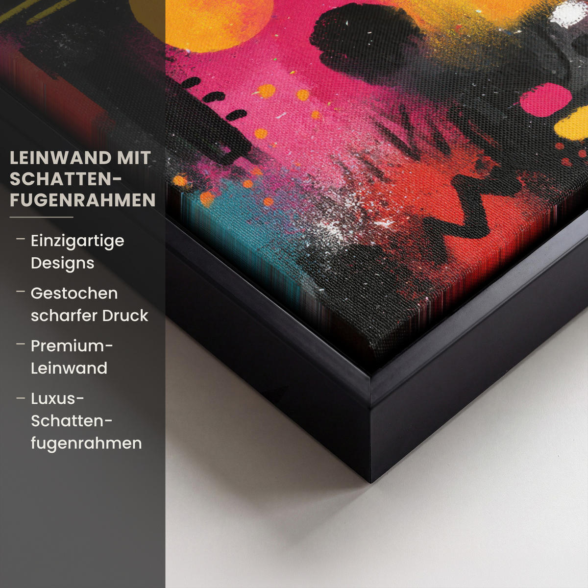 LEINWAND Bilder mit Rahmen - Farbflächen - Formen - Bunt - Abstrakt - 20x20 - Pink, Textil (20/20cm) - MuchoWow