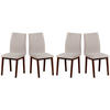 ESSZIMMERSTUHL- Set 4x LUNA 1 nussbaum, neve 13 - Beige/Nussbaumfarben, Holz (43/91/40cm) - Leaf Design