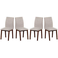 ESSZIMMERSTUHL- Set 4x LUNA 1 nussbaum, neve 13 - Beige/Nussbaumfarben, Holz (43/91/40cm) - Leaf Design