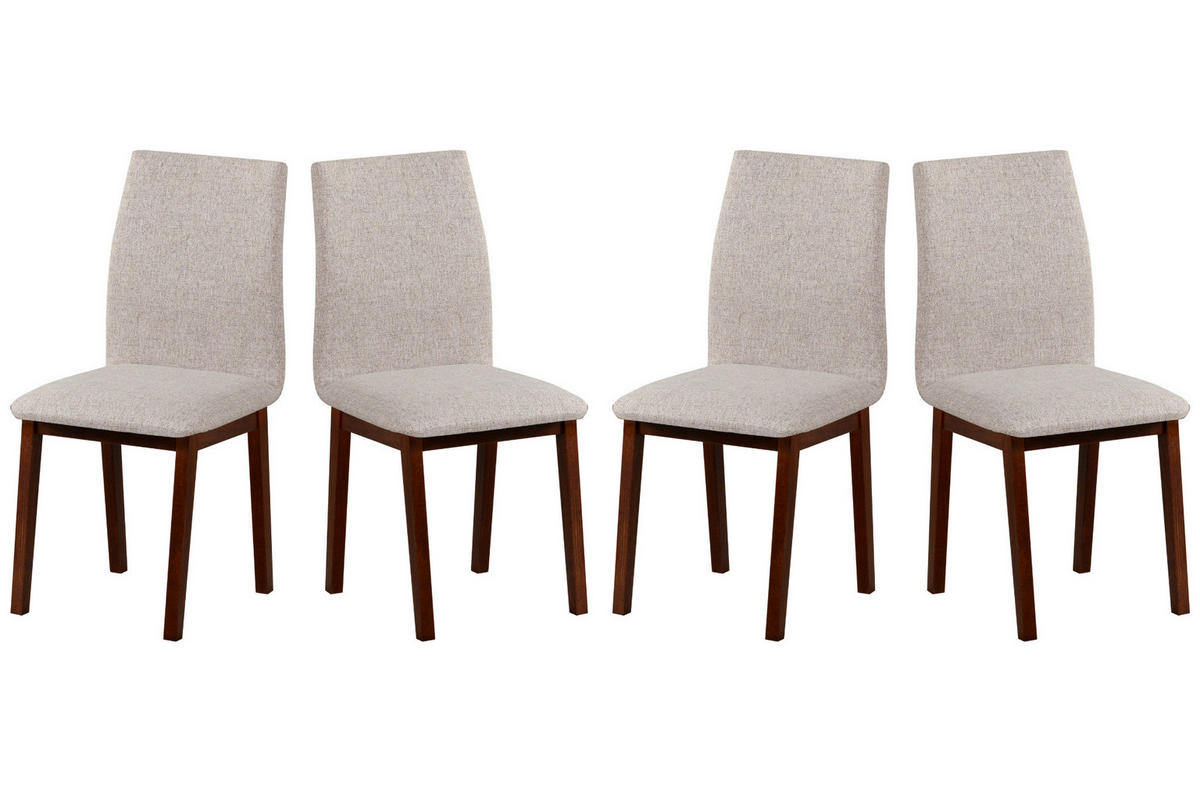 ESSZIMMERSTUHL- Set 4x LUNA 1 nussbaum, neve 13 - Beige/Nussbaumfarben, Holz (43/91/40cm) - Leaf Design