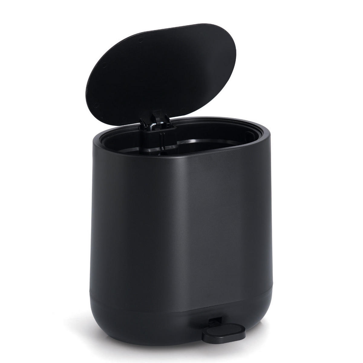 TRETEIMER mit Absenkautomatik 6 l 26/22,5/26,5 cm - Schwarz, Kunststoff (22.5/26.5/26cm) - ZELLER