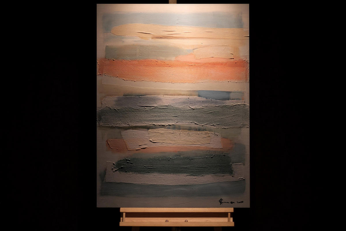 ACRYLBILD HANDGEMALT 75/100 cm - Beige/Weiß, Holz/Textil (1.4/100cm) - KUNSTLOFT
