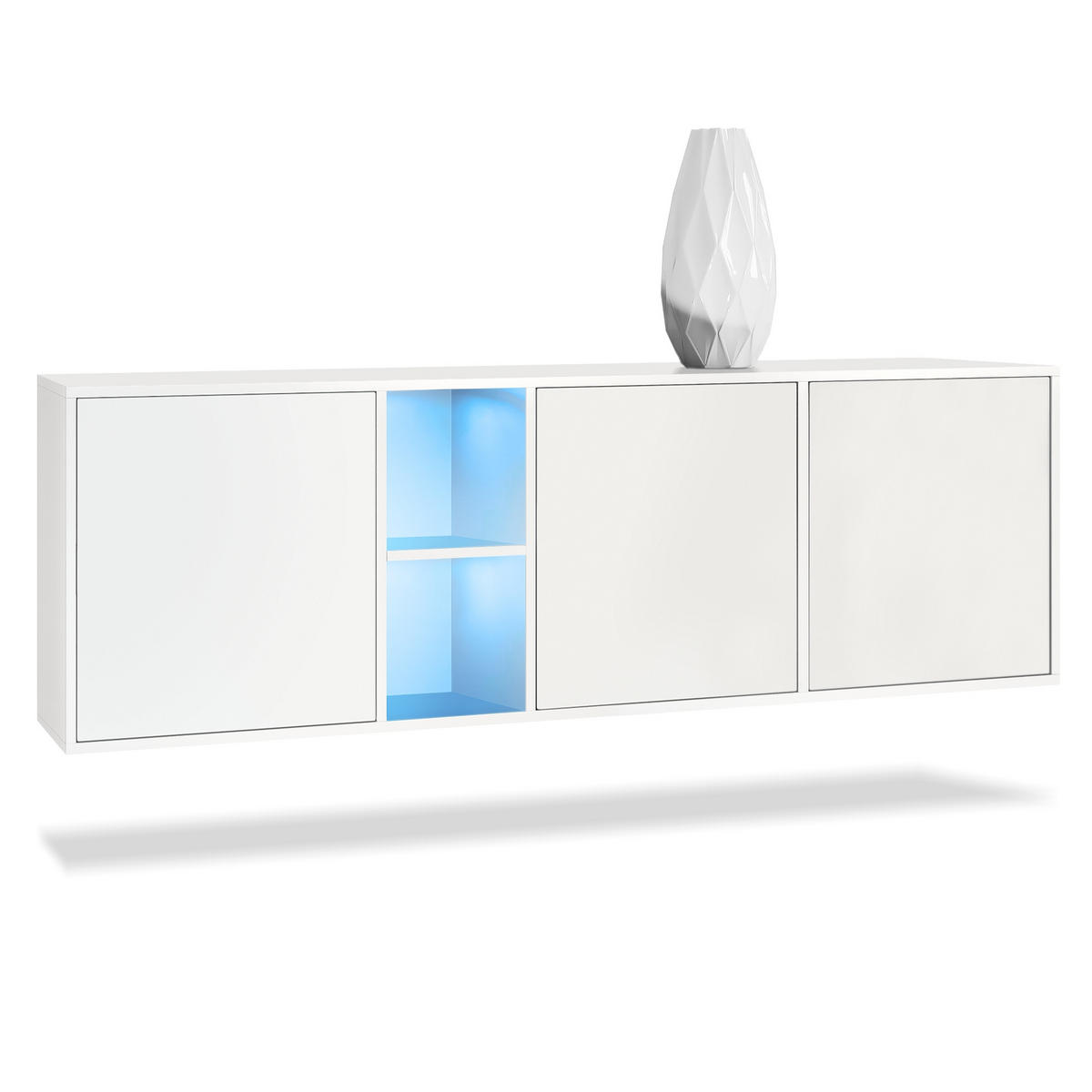 SIDEBOARD Cuba Türen in Weiß matt - Weiß, Holzwerkstoff (182/53/35cm) - Vladon