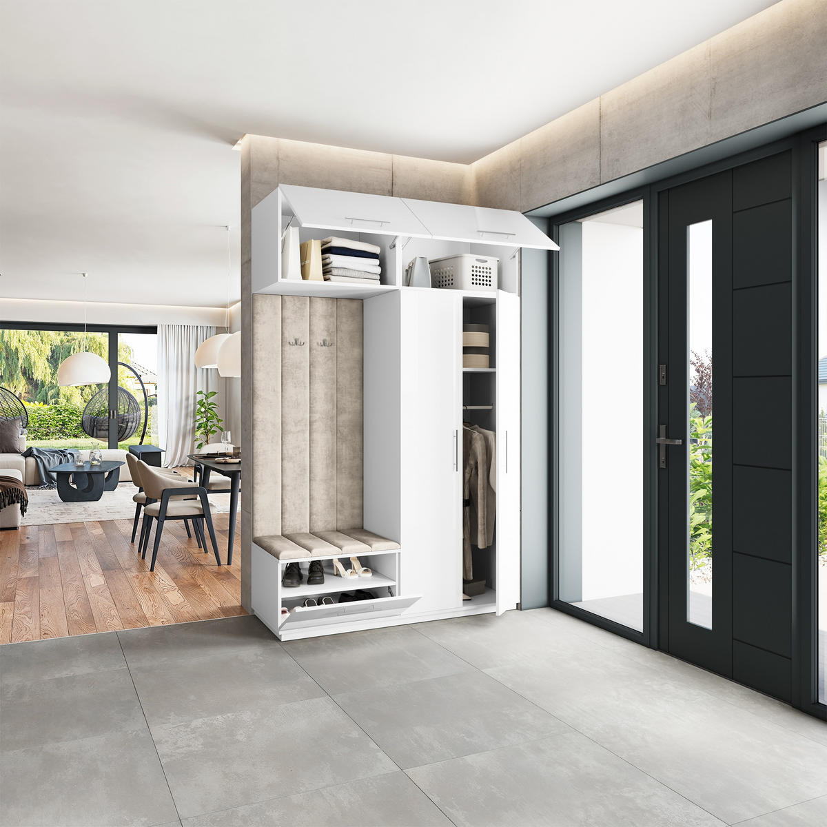 GARDEROBENSCHRANK REMA 150/240/60 cm Modern Weiß - Weiß, Holzwerkstoff (150/240/60cm) - MASSENO