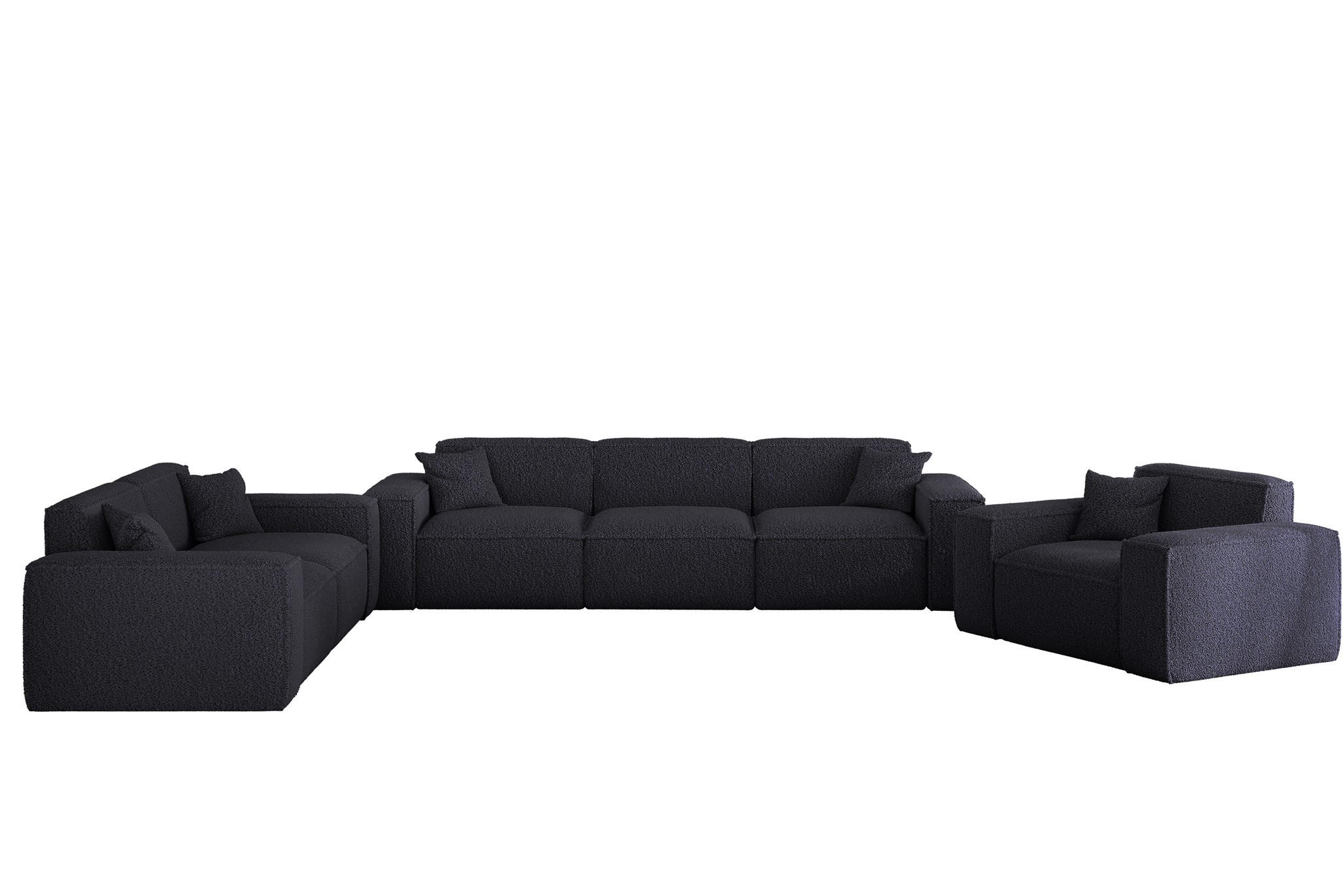 SOFASET Celes Premium 3-2-1 In Sven - Blau, Holzwerkstoff/Textil (218/73/90cm) - Fun Möbel