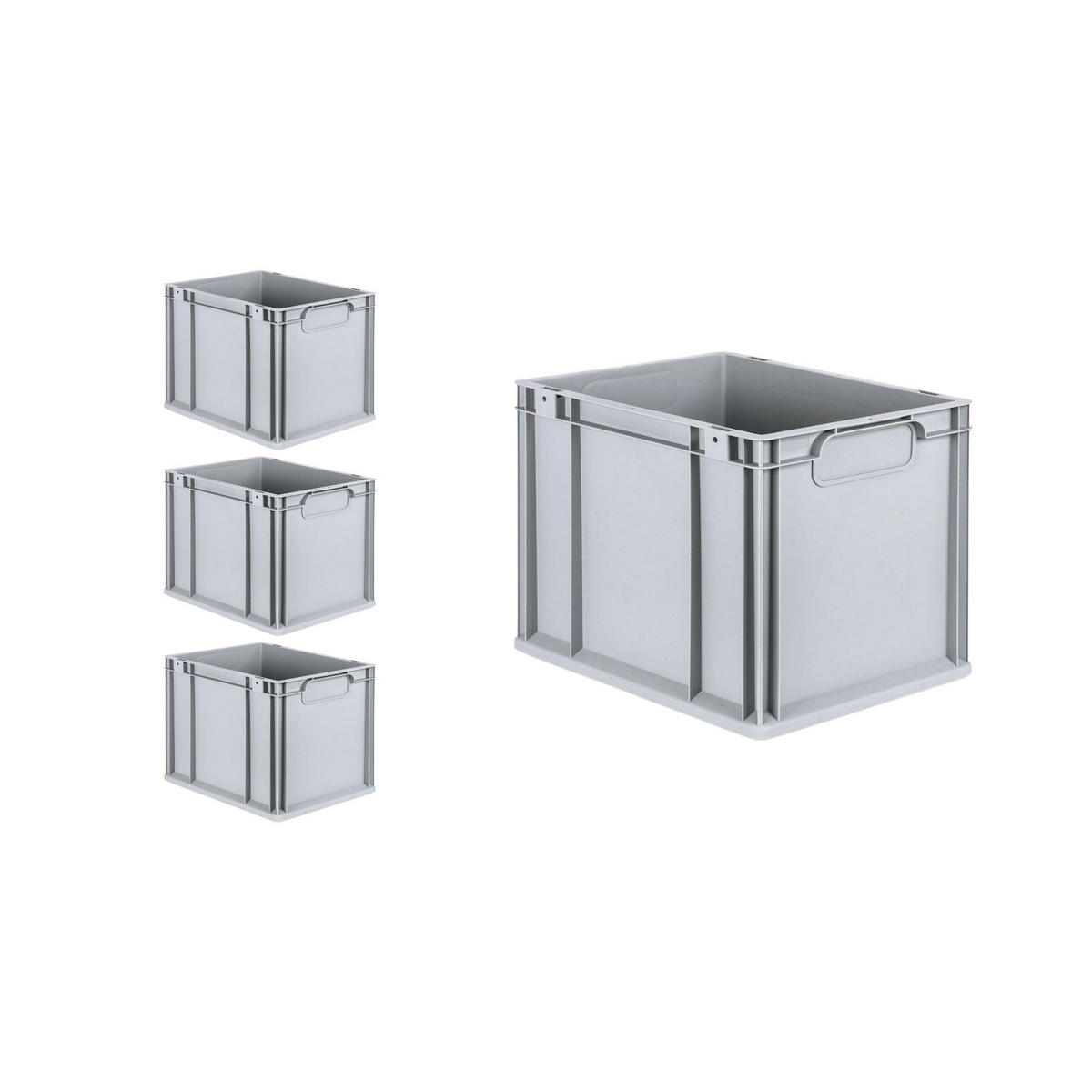 EUROBOX 4x Nextgen Economy Mit Auflagedeckel Grau/Grün Griffe Geschlossen 30 Liter - Grün, Kunststoff (30/32/40cm) - PROREGAL