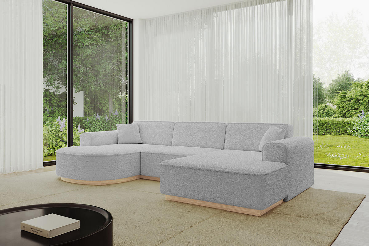WOHNLANDSCHAFT ARRIO-U1 303x171x83 cm Hellgrau - Hellgrau, Holzwerkstoff/Textil (303/83/171cm) - ALTDECOR