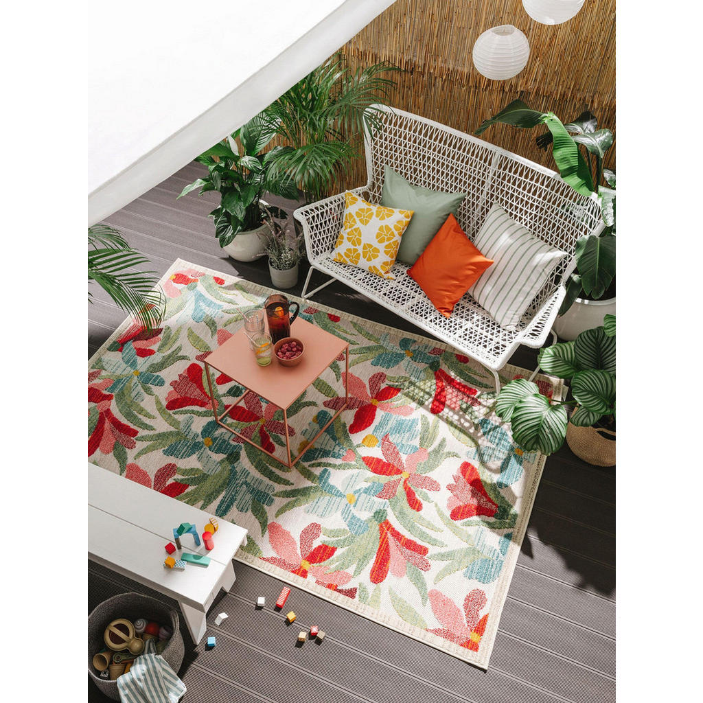 Thumbnail - benuta Nest Outdoor-Teppich, Mehrfarbig, Kunststoff, Floral, Rechteckig, 200x290 cm, Oeko-Tex® Standard 100, für Fußbode...