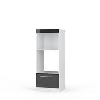 MIKROWELLENSCHRANK Fame-Line Anthrazit Hochglanz 60 cm offen - Schwarz Hochglanz/Anthrazit, Holzwerkstoff (60/153.6/58.1cm) - Vicco