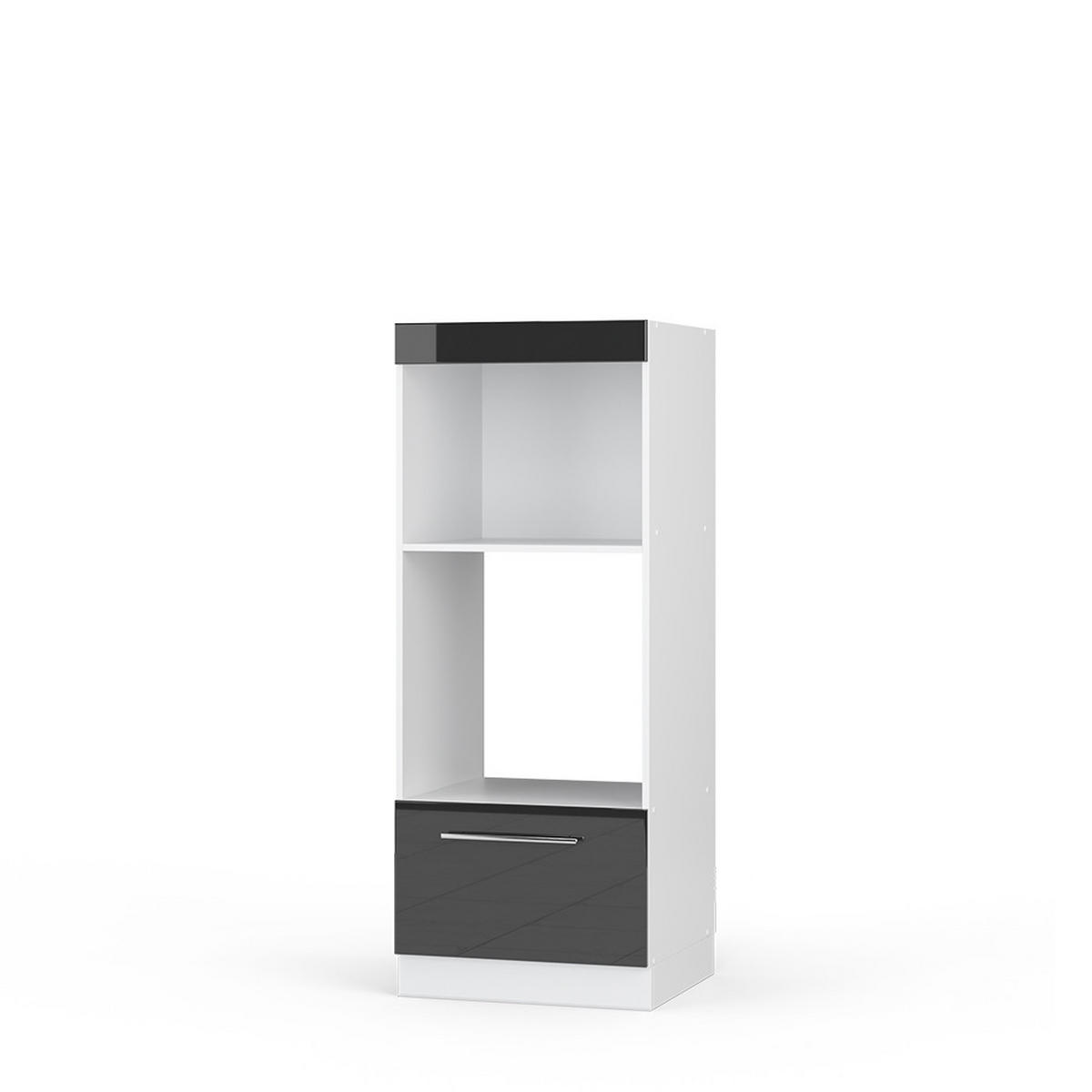 MIKROWELLENSCHRANK Fame-Line Anthrazit Hochglanz 60 cm offen - Schwarz Hochglanz/Anthrazit, Holzwerkstoff (60/153.6/58.1cm) - Vicco