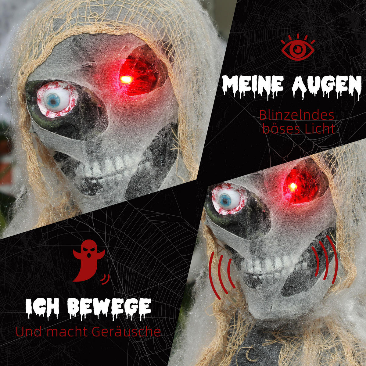 HALLOWEEN DECORATIONS - Multicolor, Kunststoff (18/35/55cm) - HOMCOM