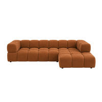 ECKSOFA L-Form, Veloursstoff Bluvel, Zimtfarbe, Rechts, Averro XL - Orange, Holz (320/150cm) - Kaiser Möbel