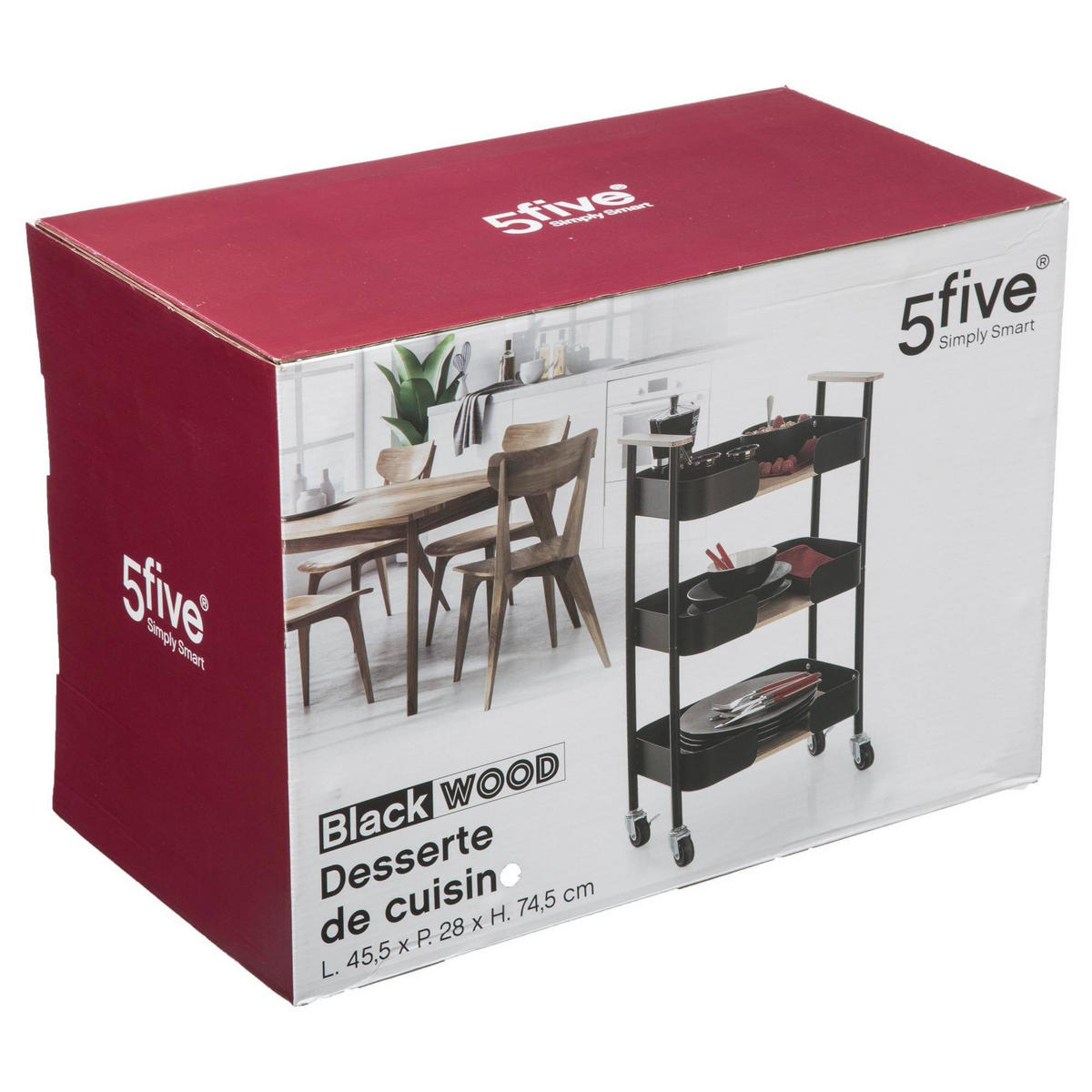 KÜCHENWAGEN Schwarz, Beige, Naturfarben - Schwarz, Metall (28.2/22.5/45.5cm) - 5five Simply Smart