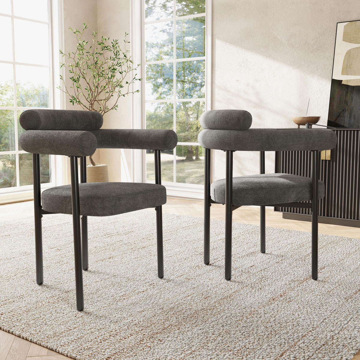 SESSEL ergonomisch ca. 70 x 62 x 84 cm Dunkelgrau Eisen 4er-Set - Dunkelgrau, Metall (62/84/70.2cm) - Meubliv