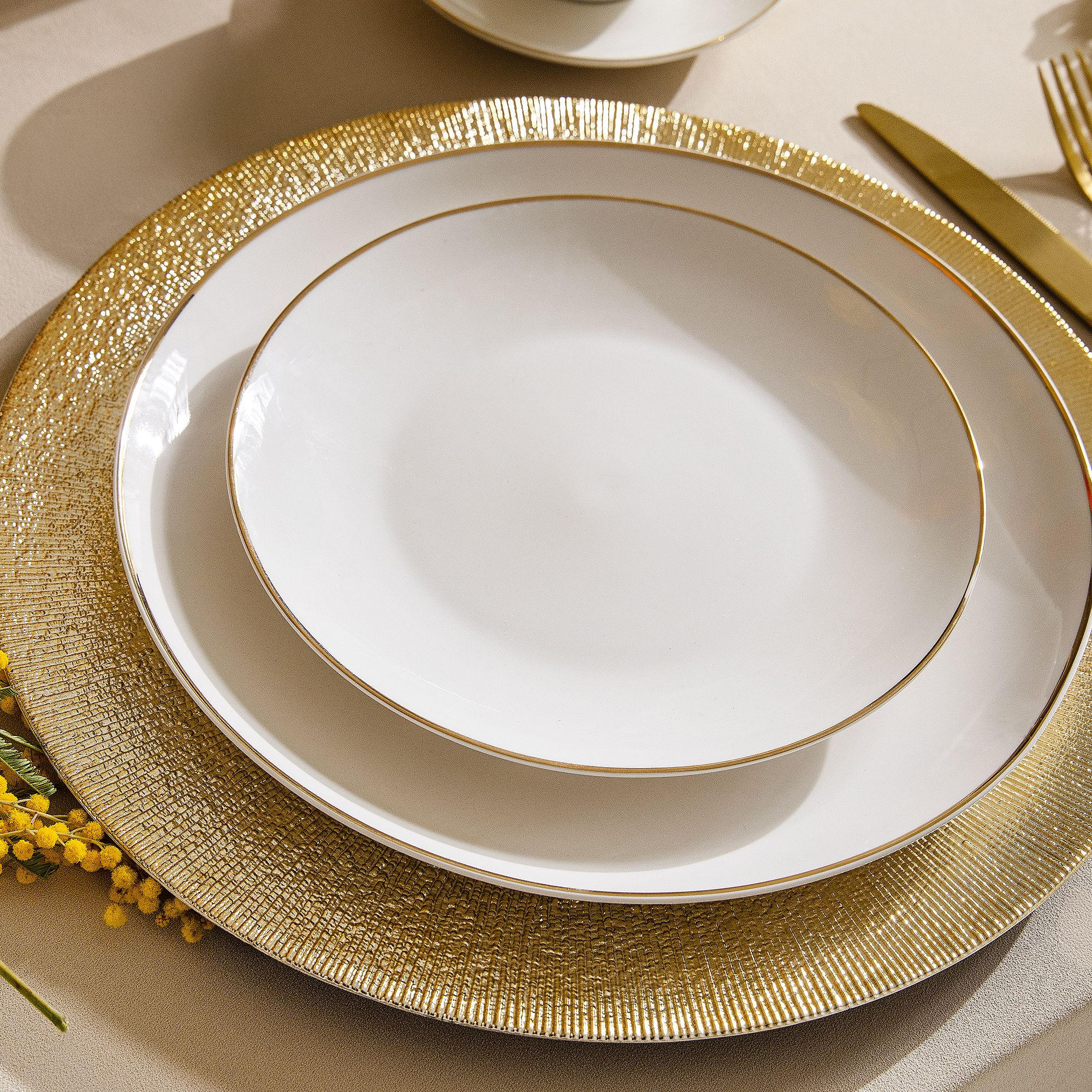 TEESERVICE AD BELLA, 6 Personen, 12-tlg - Ecru/Goldfarben, Keramik (20/10.5/20cm) - KONSIMO®