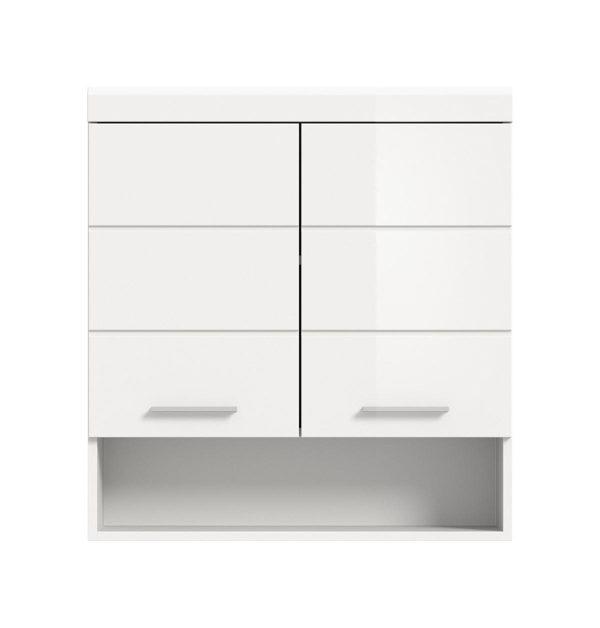 HÄNGESCHRANK Scout Bad in weiß Nachbildung und weiß hochglanz B/H/T: 74x79x24 cm - Weiß, Holz (74/79/24cm)