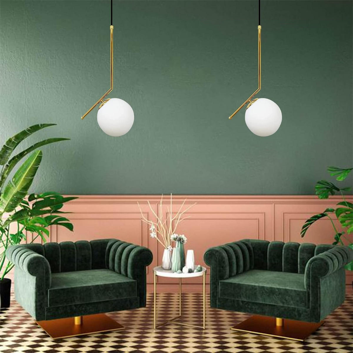 PENDELLEUCHTE Wohnzimmer Waterfor - Goldfarben, Glas/Metall (50/30/50cm) - Bamyum