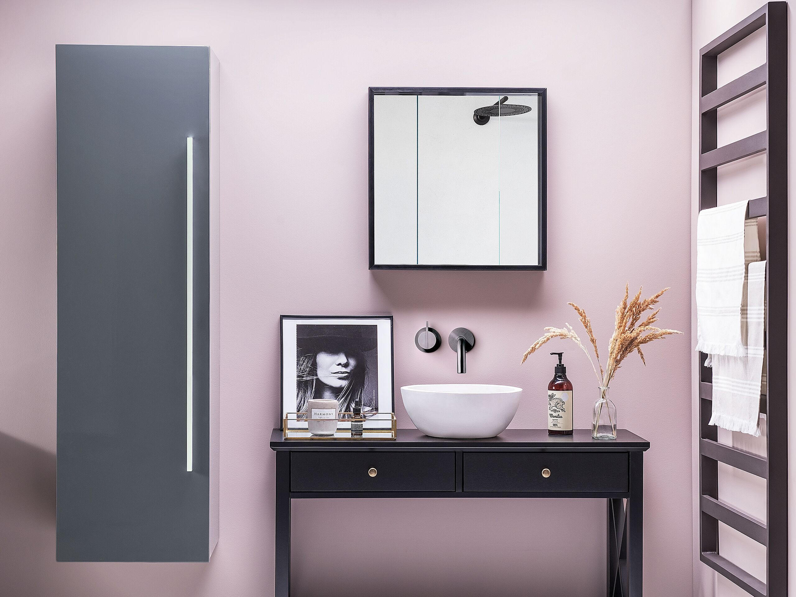 BAD HÄNGESCHRANK grau Mataro - Silberfarben/Grau, Holzwerkstoff (40/132/35cm) - Beliani