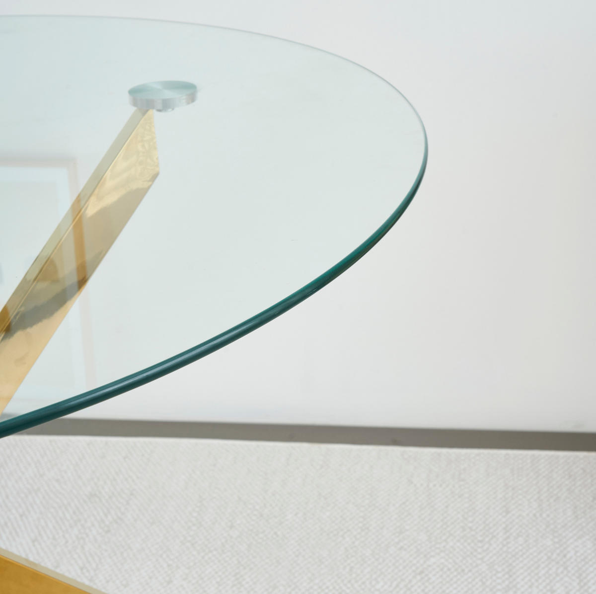 ESSTISCH rund 80/80/76 cm aus Glas und Metall in Gold - Goldfarben, Metall (80/80/76cm) - Flora Grace