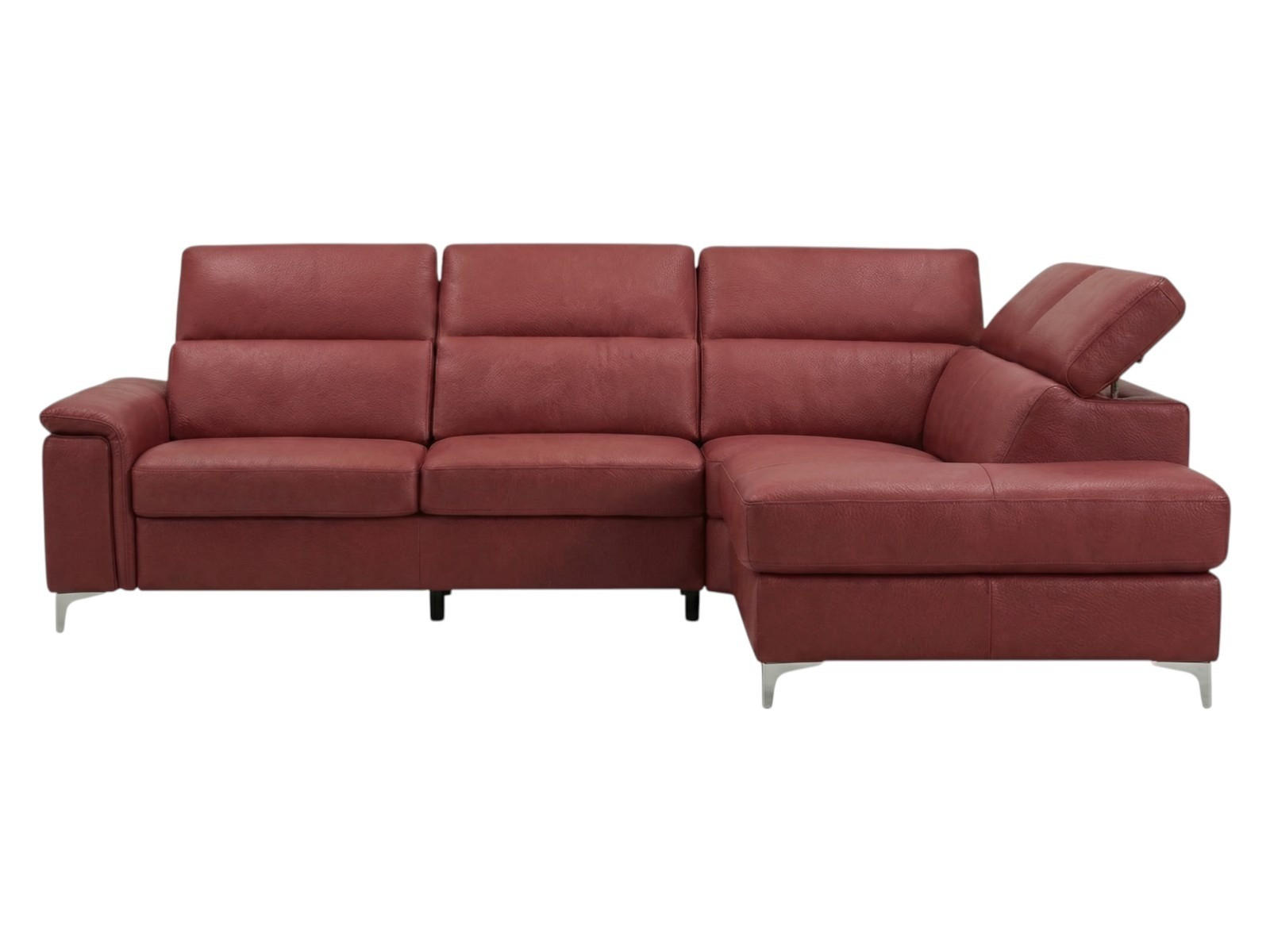 ECKSOFA Avenger Echtleder Rot - Rot, Leder/Metall (271/81/224cm)